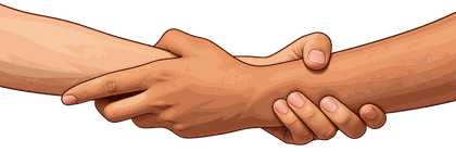 Two Trailmen shaking hands with the Trailman Handshake